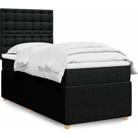 Boxspringbett mit Matratze Schwarz 90x200 cm Stoff