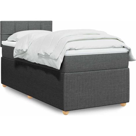Boxspringbett mit Matratze Dunkelgrau 90x200 cm Stoff vidaXL (1/5)
