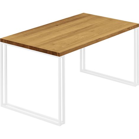 LAMO Manufaktur Esstisch Küchentisch, 100x60x76 cm (AxBxH), Frame, Rustikal / Weiss, LOG-01-A-003-9016Fr