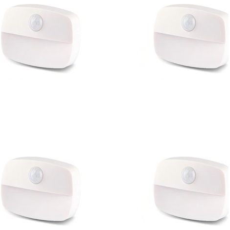Paquete de 4 luces nocturnas LED con sensor de movimiento，Luces con sensor de movimiento que funcionan con pilas，Ideales para pasillos (1/5)