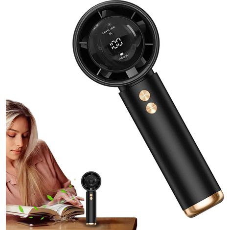 Ventilateur portable universel, ventilateur turbo portable rechargeable, puissant circulateur d'air sans fil, noir. (1/5)