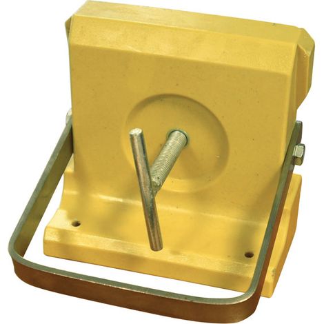 Moncoffrage – Aimant permanent élastomère 310 kg – Clé en T avec came U – Pour maintien mannequins en banches – Dimensions 15x15,4x8 cm