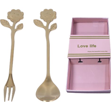 Ensemble Cuillère Fourchette en Or - Design Élégant et Poli Miroir - Idéal pour Maison ou Cadeau
