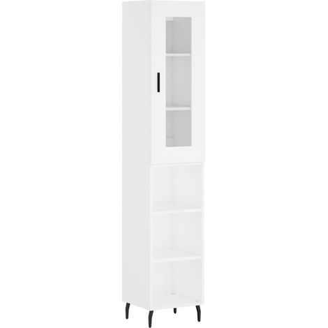 Aparador buffet cómoda mueble mueble de almacenamiento organizador cocina salón salón alto 34,5 x 34 x 180 cm madera contrachapada blanco 020032339