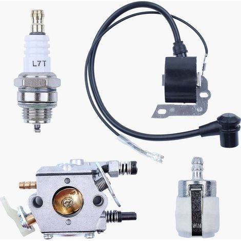 Vergaser für Husqvarna Kettensägen 55, 50 und 51 mit Zündspulen, Kraftstofffilter und Zündkerze. Ersetzt OEM-Teilenummer 503 28 15 04 und 503281504. (1/5)