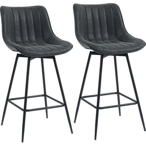 HOMCOM Swivel Bar Stools Set of 2, PU Leather Upholstered Bar Chairs, Black