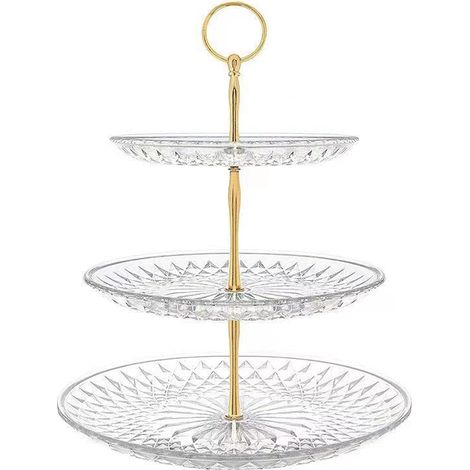 1 Présentoir à Dessert 3 Niveaux, Plastique Alimentaire, Transparent, Pour Mariage, Anniversaire