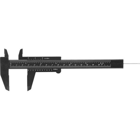 Double Ruler, 150mm High Precision Plastic Vernier Caliper, 0.5mm Measuring Tool (Black) (1/5)