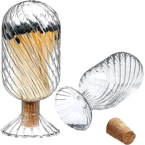 Lot de 2 cloches décoratives en verre en forme d'hélice pour bougies de 10 cm, allumettes non incluses. Idéal pour une cheminée tendance. (1/5)