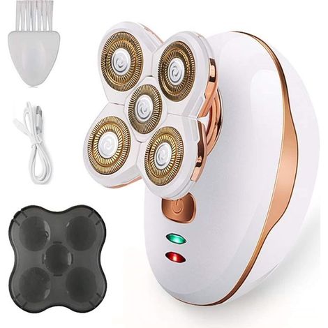 Electric women's shaver – waterproof, painless bikini trimmer, hair removal for legs, face, body, lips, arms, underarms (gold-white) (1/5)