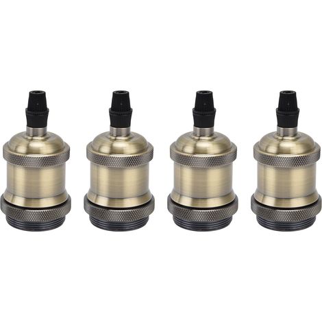 Lot de 6 douilles à vis E26/E27 en métal, accessoires pour éclairage rétro avec mise à la terre, coque en aluminium, bronze bleu (1/5)