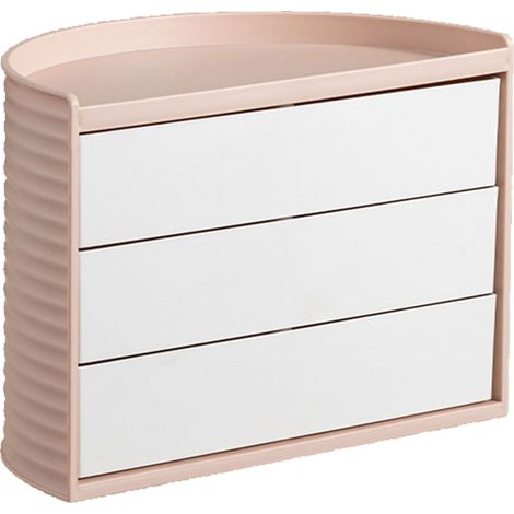 Coffret rangement maquillage style Instagram rotation 360 degrés demi-cercle etanche poussière bureau salle de bain coiffeuse rose (1/5)