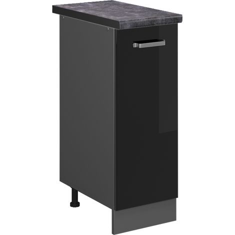 Armadio cucina dispensa alto R-Line, Nero lucido, 30 cm , PL Antracite, Vicco