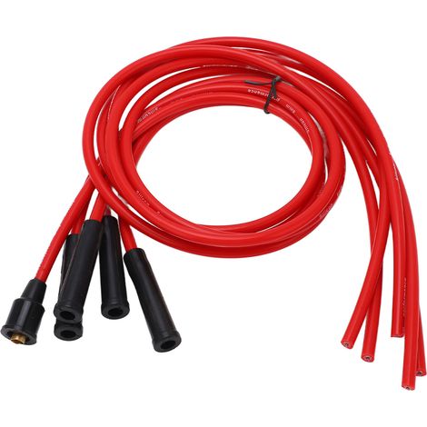 Jeu de câbles d'allumage en silicone rouge haute performance de 1 m pour voiture 4 cylindres, diamètre 8 mm (1/5)