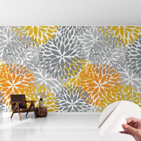 Papier peint autocollant avec imprimé pour cuisine facile à appliquer pour mur a motif Énergie florale 416x254 cm (1/5)