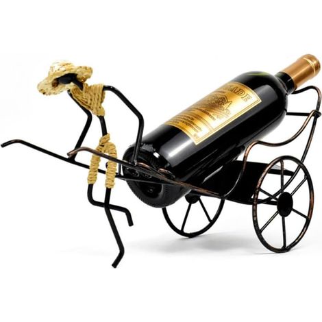 Casier à Vin en Fer Style Pousse-Pousse pour Bouteille de Vin (1/5)