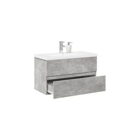 Ensemble de meubles de salle de bain 2 pcs gris béton