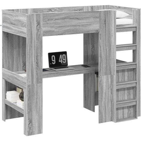 Maison Exclusive - Etagenbettgestell mit Schreibtisch Graues Sono