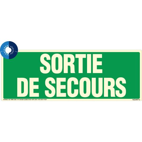 Panneau photoluminescent HD Sortie de secours - rigide 330x120mm - 4055060
