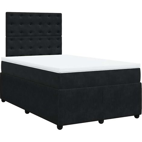 Maison Exclusive - Sommier à lattes de lit avec matelas noir 120x190 cm velours (1/5)
