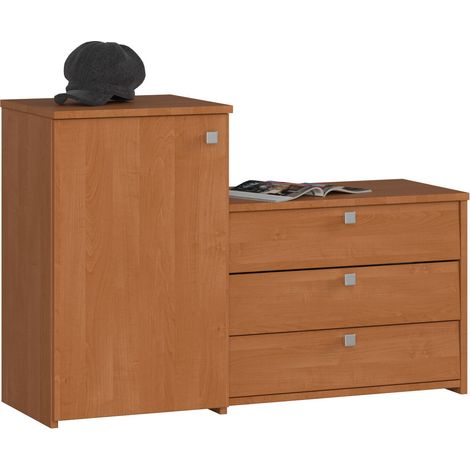 Conjunto de zapatero y cómoda AKORD S16 Aliso 98,4 cm 4 puertas Aliso 5 estantes 98,4x33x68 cm (1/4)