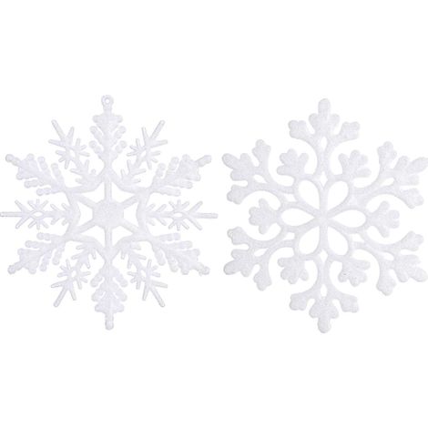 Adorno De Copo De Nieve - 20 Unidades - Plástico Brillante - Para Árbol De Navidad Puertas Y Paredes (1/5)