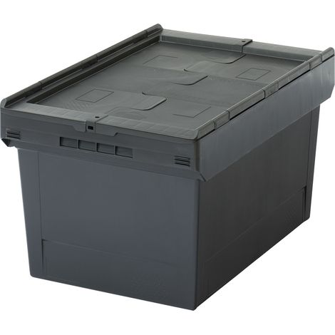 BITO Mehrwegbehälter MB Deckel/Bügel/Kufe / MBD64321 Eco Regranulat schwarz Deckel/St, Farbe: schwarz/schwarz