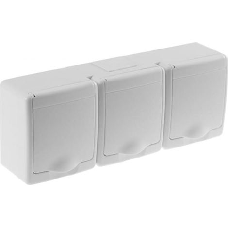 Beta Dreifach-Hermetiksteckdose, weiß, weiße Klappe, IP44 /D.3114BGGG/1/