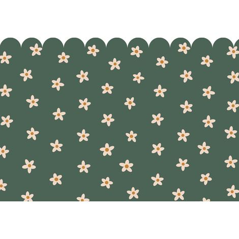 papier peint panoramique marguerites vert foncé - ESTAhome
