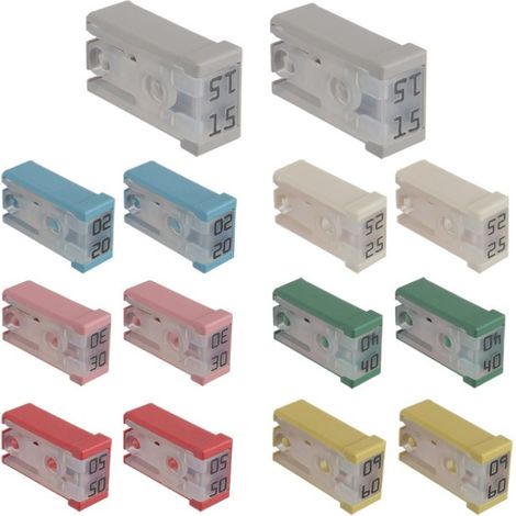 Kit de 14 mini fusibles à cartouche fendus pour automobile MCASE 15A 20A 25A 30A 40A 50A 60A 32V (1/5)