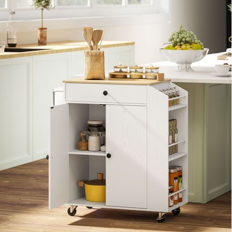 MEUBLIV Carrello da cucina 82x38x86,5 cm bianco – isola mobile e contenitore (1/5)