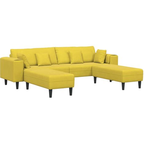 Canapé Sofa 3 pcs Jaune 250 x 188 x 76 cm Velours (1/5)