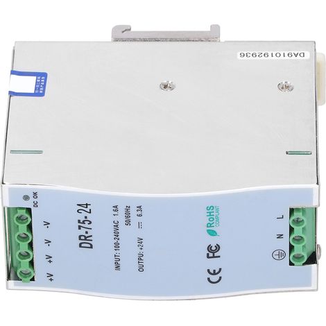 Alimentation LED DR-75-24 Régulée Réglable 75W, Transformateur à Découpage sur Rail DIN, Tension 24V DC, Série DR, Module de Puissance pour Usage Industriel (1/5)