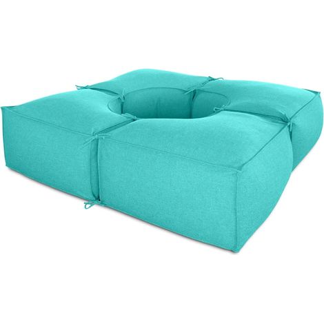 EVERGREENWEB Salotto da giardino Elegante, Tessuto di alta Qualit… Idrorepellente e sfoderabile - Pouf da esterno giardino, Outdoor & Indoor- Puff divano 4 pezzi 200x200 cm, Made in Italy TURCHESE (1/5)