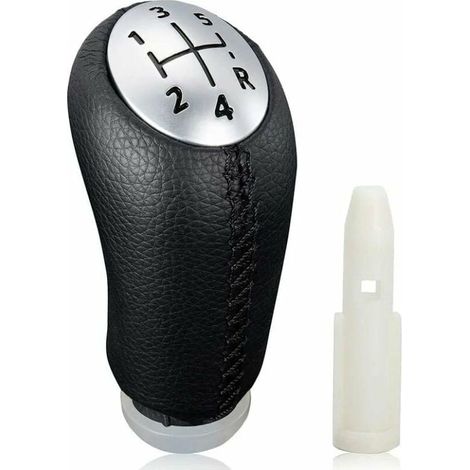 Pommeau de levier de vitesse manuel pour Renault Clio III 2005-09, Megane 2 Laguna 2003-09, cuir noir, avec adaptateur (1/5)