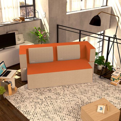 Baldiflex Divano Morbido Convertibile in Letto Matrimoniale color Arancio Praticho (1/5)