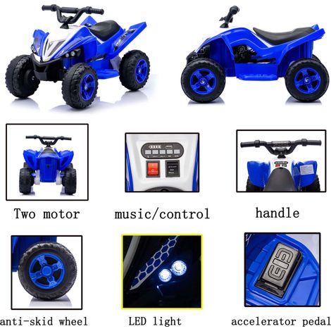 Quad électrique pour enfants, voiture électrique à batterie avec lumières LED, deux vitesses, klaxon, voiture électrique rechargeable pour garçons et filles, cadeau idéal (1/5)