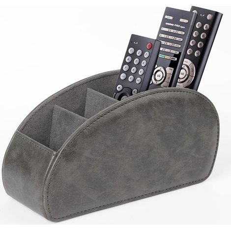 Soporte para mando a distancia con 5 compartimentos,stick 4K y Blu-ray. Espacio de almacenamiento. Apto para bolígrafos. Tamaño L,gris (1/4)