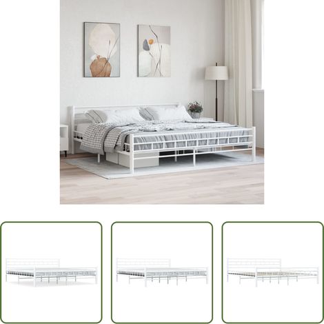 Cadre de lit -  Cadre de lit sans matelas blanc métal 200x200 cm (1/5)