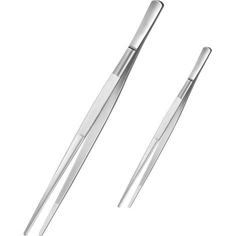 Lot de 2 Pcs Pince Cuisine 304 Inox Pince de Precision, Pince Cuisine Inox Professionnel, Pince Precision Cuisine Outil, pour Cuisiner Griller Cuire Pince Arrêter Poisson Pince a Dresser Dressage (1/5)