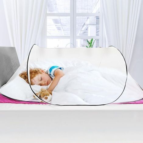 Aufklappbares, faltbares Moskitonetz für Kinderbetten – Kuppelförmiges Bettbaldachin – Wabenförmiges Netzgewebe – Schneller Aufbau – Ideal für Reisen und Camping (1/4)