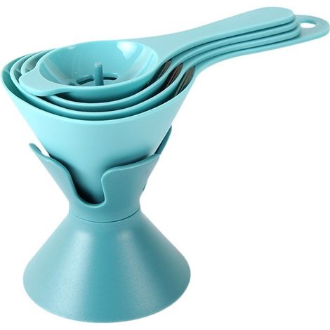 6-in-1-Trichterset mit Ständer (blau) – 4 Größen + Filter, multifunktional zum Kochen, Befüllen und Hobby (1/5)