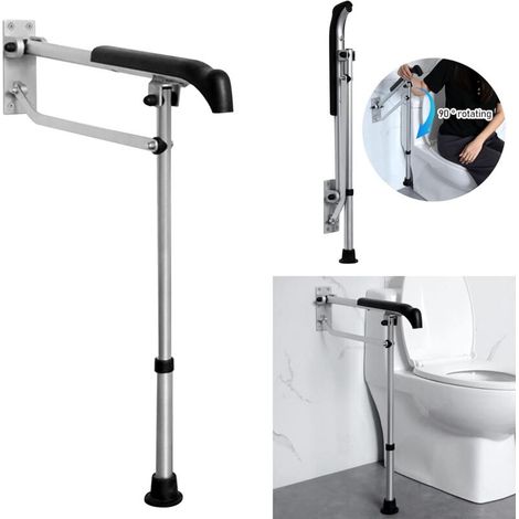 Haltegriff für Toilette, Sicherheitsgriff aus Aluminiumlegierung, klappbare Griffe, rutschfeste Duschhilfe, wandmontierte WC-Halterung, 60 cm (1/5)