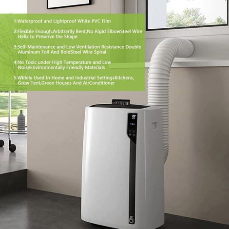Tuyau Évacuation de Climatiseur 2 M Tuyau D'évacuation D'air Tuyau Climatiseur Mobile Universel Tuyau Kit Diamètre de 130 mm (1/5)