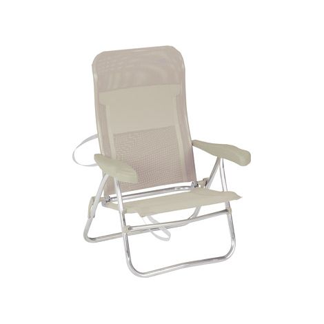 SILLA PLAYA ASIENTO BAJO CREMA RECLINABLE 7 POSICIONES (1/2)