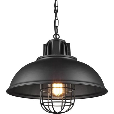 Lampada a sospensione nera da fattoria, lampade a sospensione in metallo, lampada da soffitto a sospensione regolabile vintage industriale per cucina, fienile, sala da pranzo, lavandino (1/5)