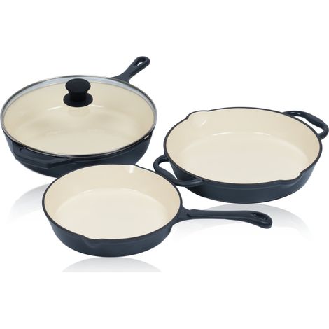 Mahlzeit Juego de 3 sartenes Meal, Ã˜ 24cm, Ã˜ 29,5cm, Ã˜ 29cm, Blue Berry, sartÃ©n de hierro fundido