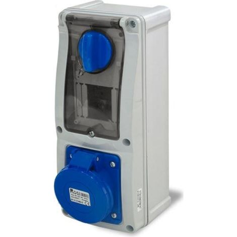 Presa interbloccata verticale con sezionatore, con fondo, con barra DIN, 230V, 3 poli, 16A, IP54 - Rosi 16.3214B6D (1/2)