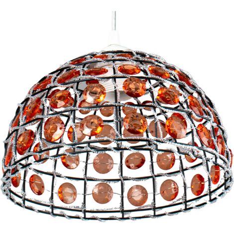 Abat jour Suspension Lustre suspendu Perles orange Plafonnier design (1/3)