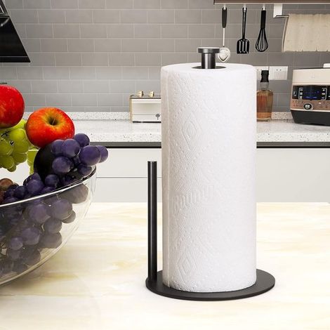 Porte-rouleau de cuisine en acier inoxydable, porte-papier toilette, porte-rouleau WC, porte-rouleau de cuisine, acier inoxydable, noir (1/5)